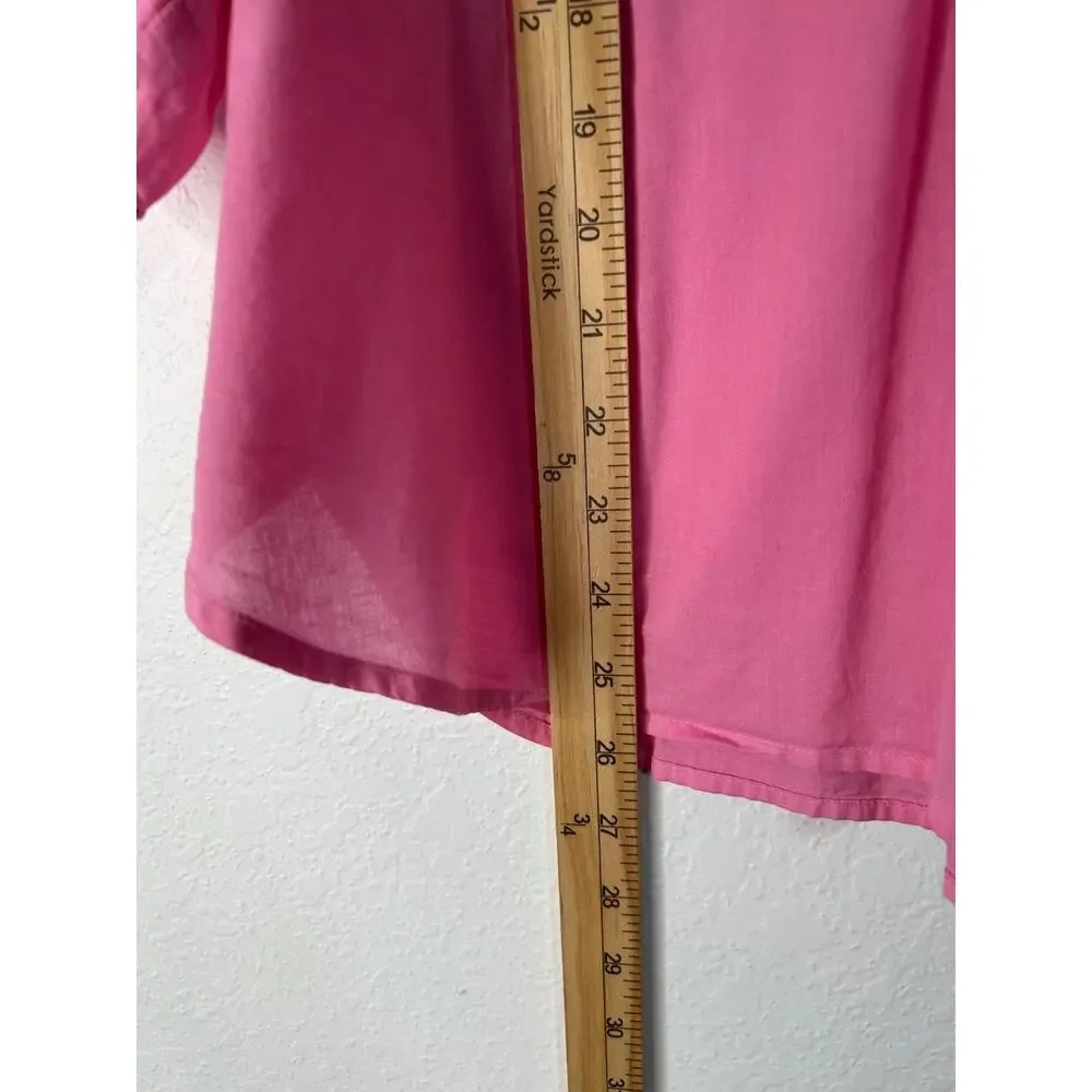 Xirena Jules Cotton Poplin Top Size Large Pink Short Puff Sleeve Ruffle Blouse - Picture 8 of 9